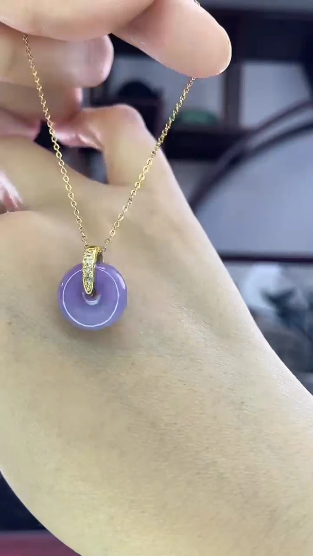 吊坠(赠链)未镶嵌翡翠D45紫翡平安扣