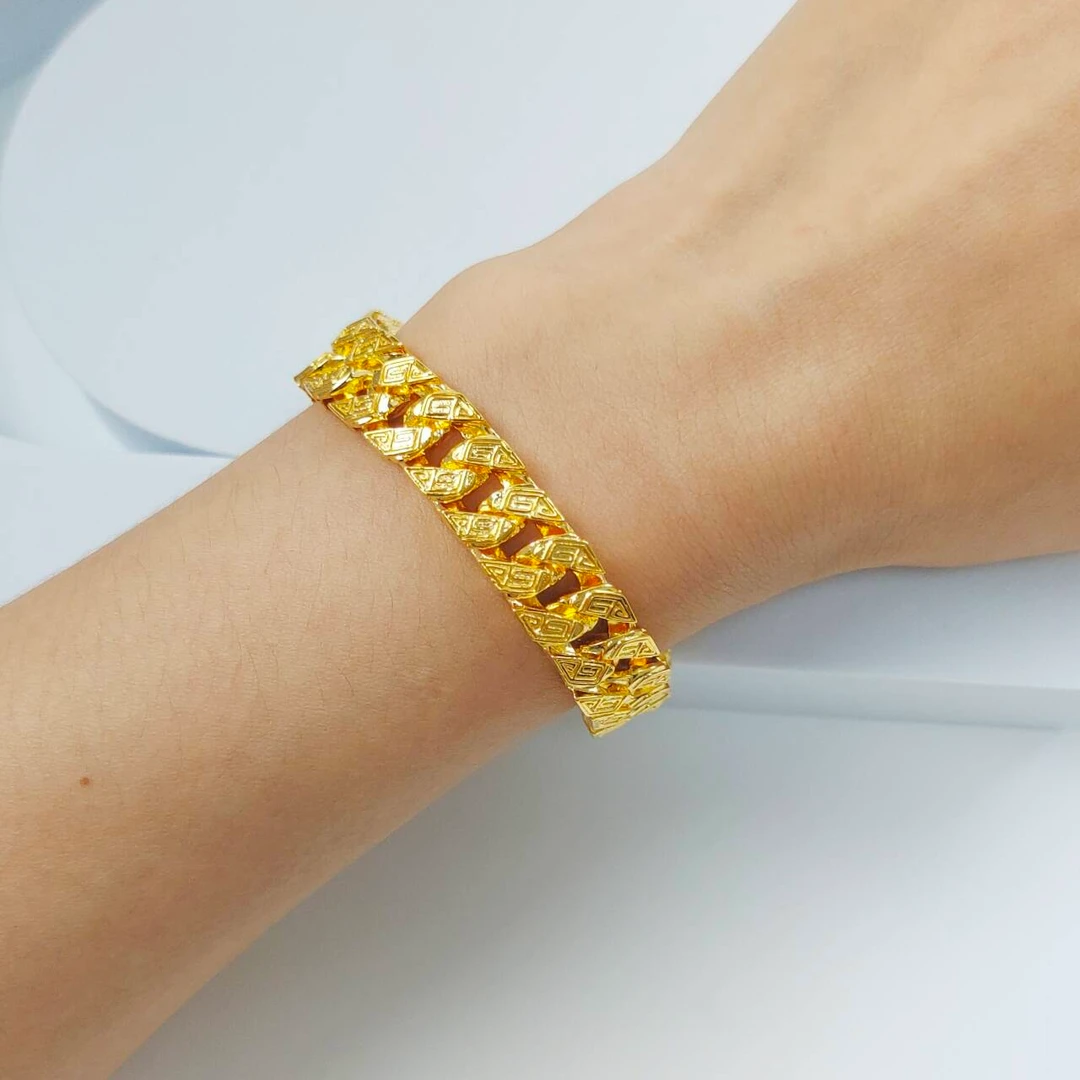 足银手链 爆款长城古巴手链饰品女款时尚气质百搭经典金色不掉色