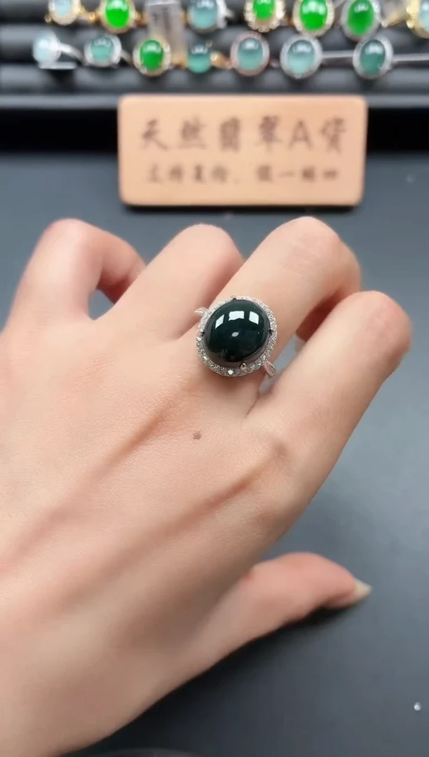 银S925镶嵌戒指翡翠11