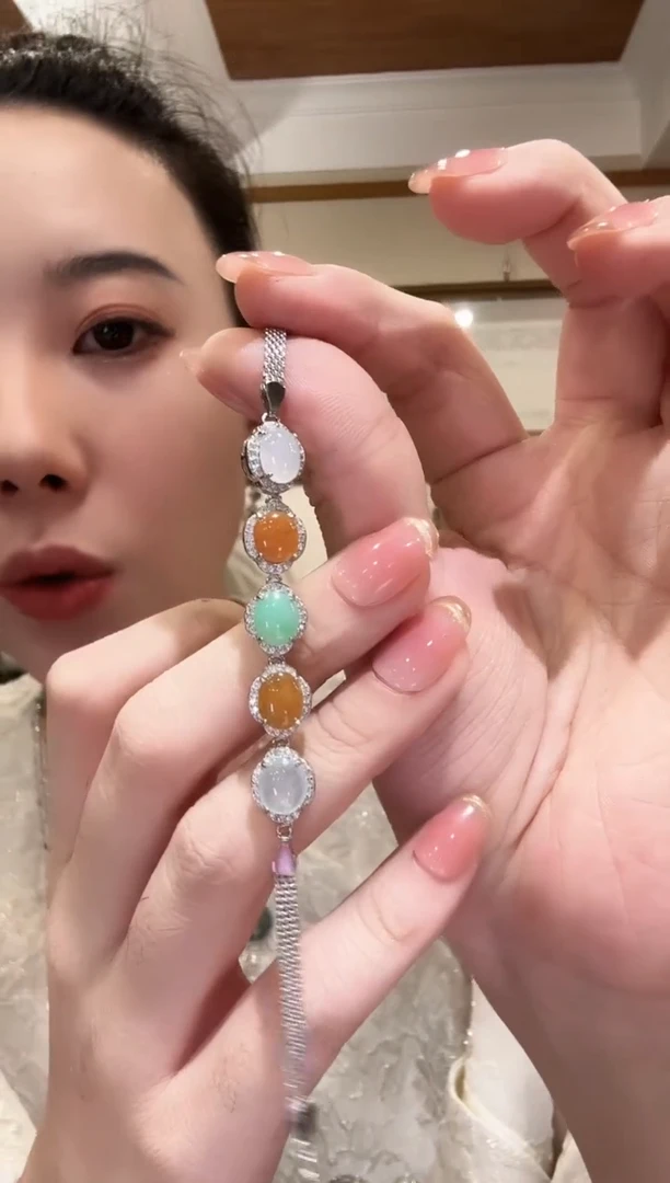 翡翠银S925镶嵌颈饰国风