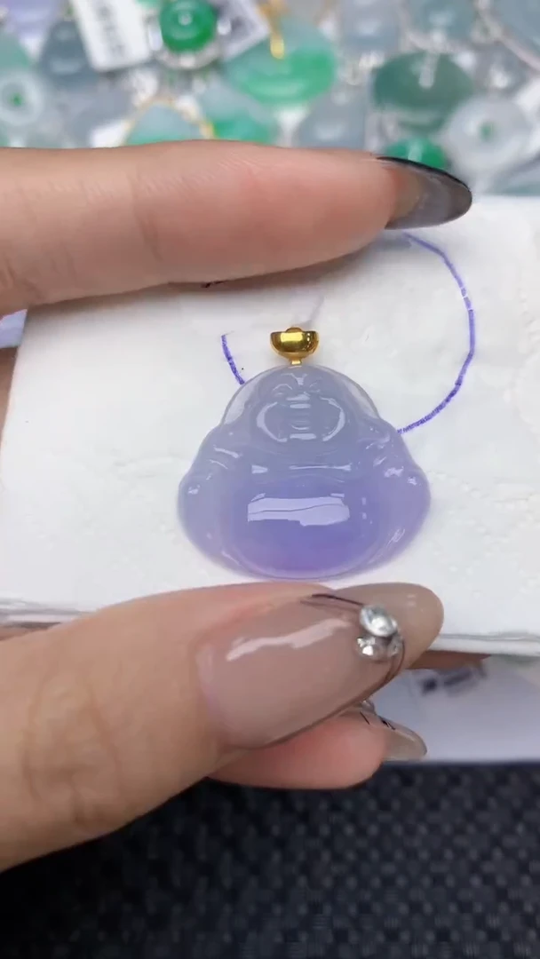 颈饰18K金镶嵌翡翠天然缅甸翡翠a货百元以上9元证书费自理