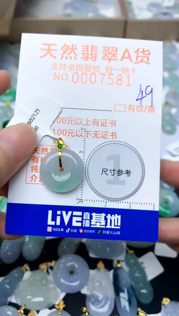 【闪购商品】翡翠颈饰18K金镶嵌49天然A货翡翠