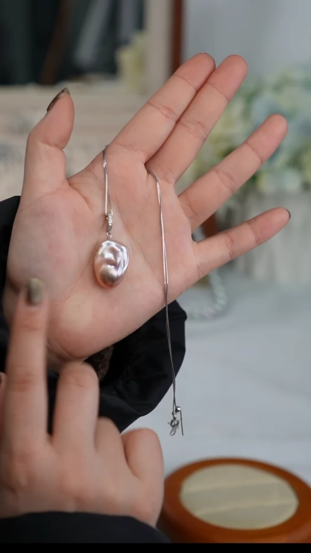 【闪购商品】淡水珍珠项链银S925镶嵌彩色巴洛克项链多样性发其一