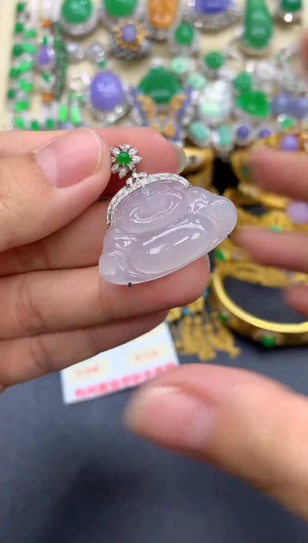 颈饰18K金镶嵌翡翠497-中国好珍宝