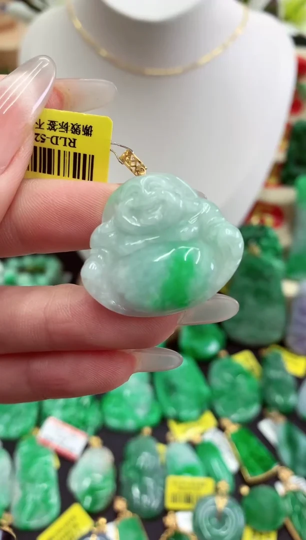 翡翠18K金镶嵌吊坠(不含链)挂件