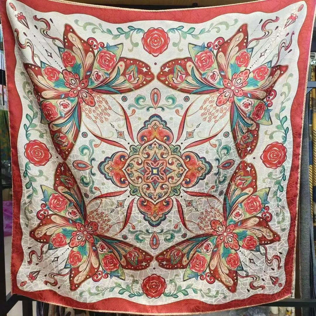 【花蝶方巾】70*70小方巾苏杭轻奢气质款披肩丝巾