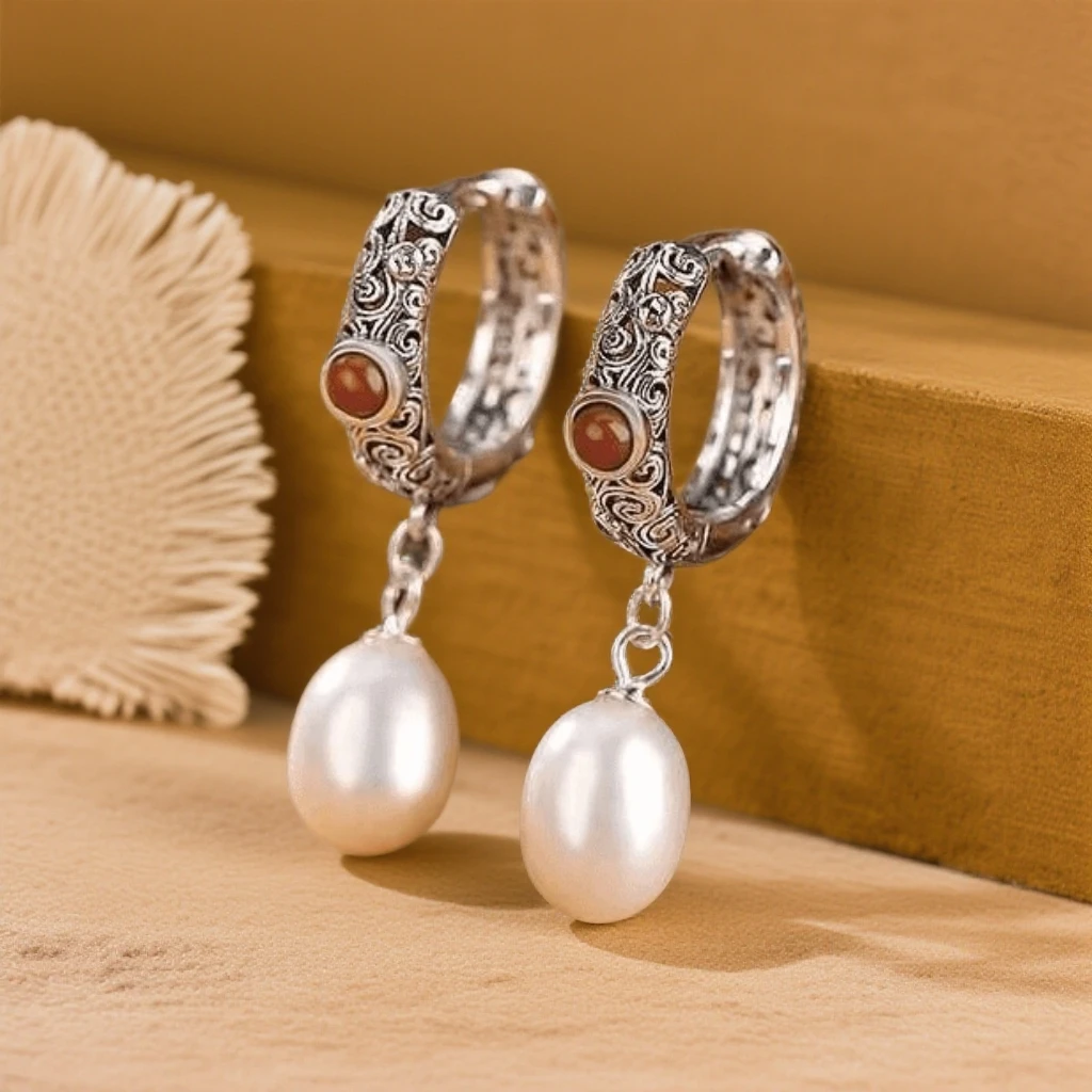 925银耳饰 新中式复古祥云耳环镂空设计小众时尚百搭耳坠耳饰