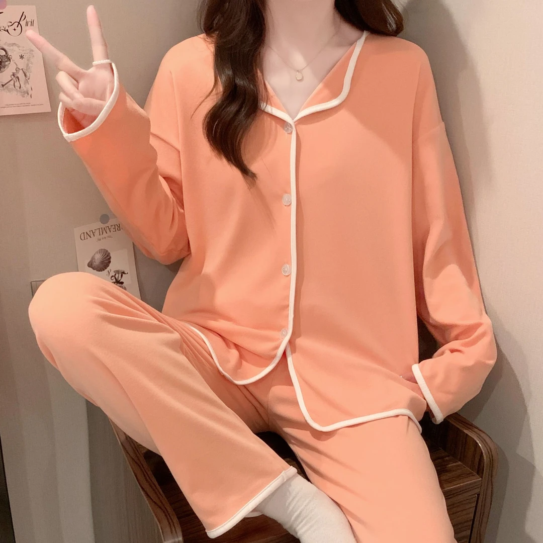 睡衣女款2025年秋冬季长袖宽松大码甜美保暖休闲少女可外穿家居服