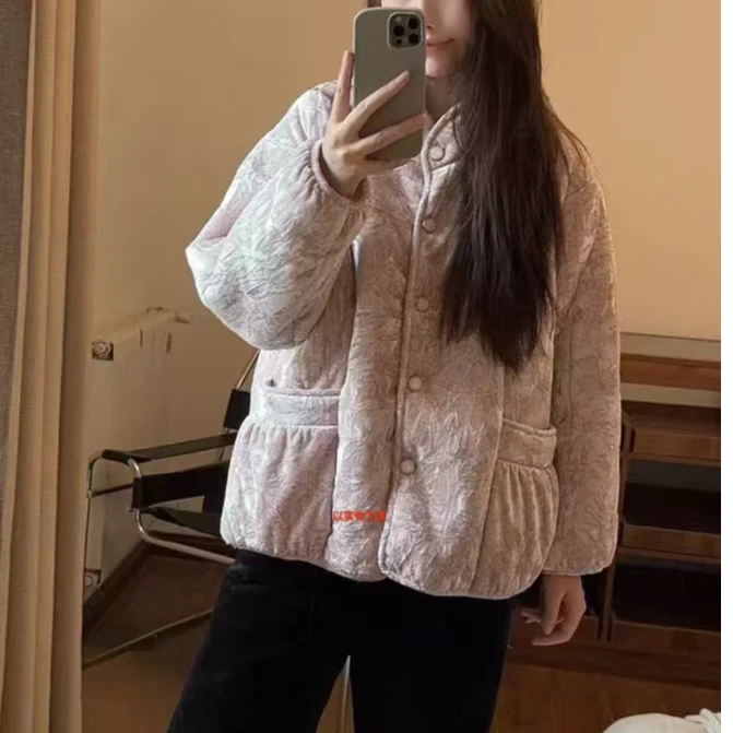 68#三层加厚时尚百搭轻奢小香风家居服睡衣上衣