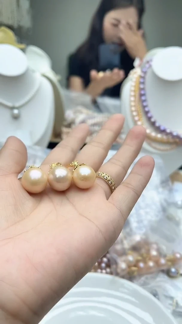 未镶嵌吊坠淡水珍珠国红色系 15mm+