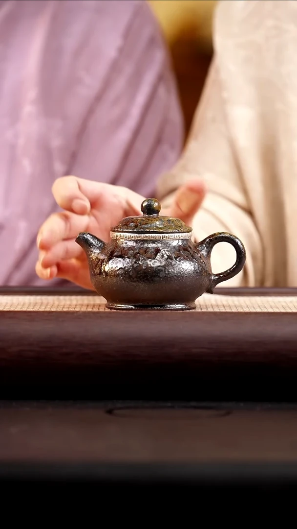 茶壶紫砂崖柏木柴烧卡银潘壶