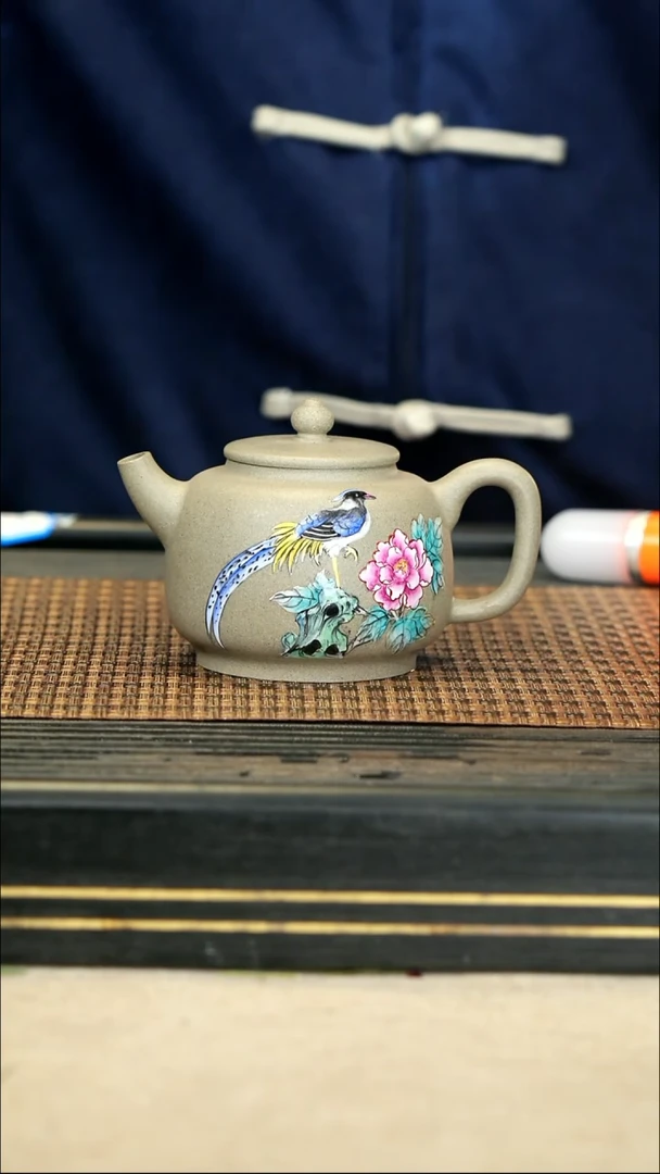 【闪购商品】紫砂茶壶99珐琅彩 青段