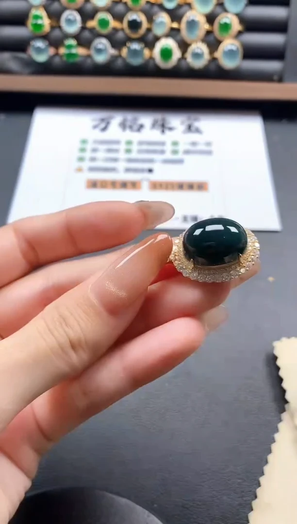 银S925镶嵌戒指翡翠15511