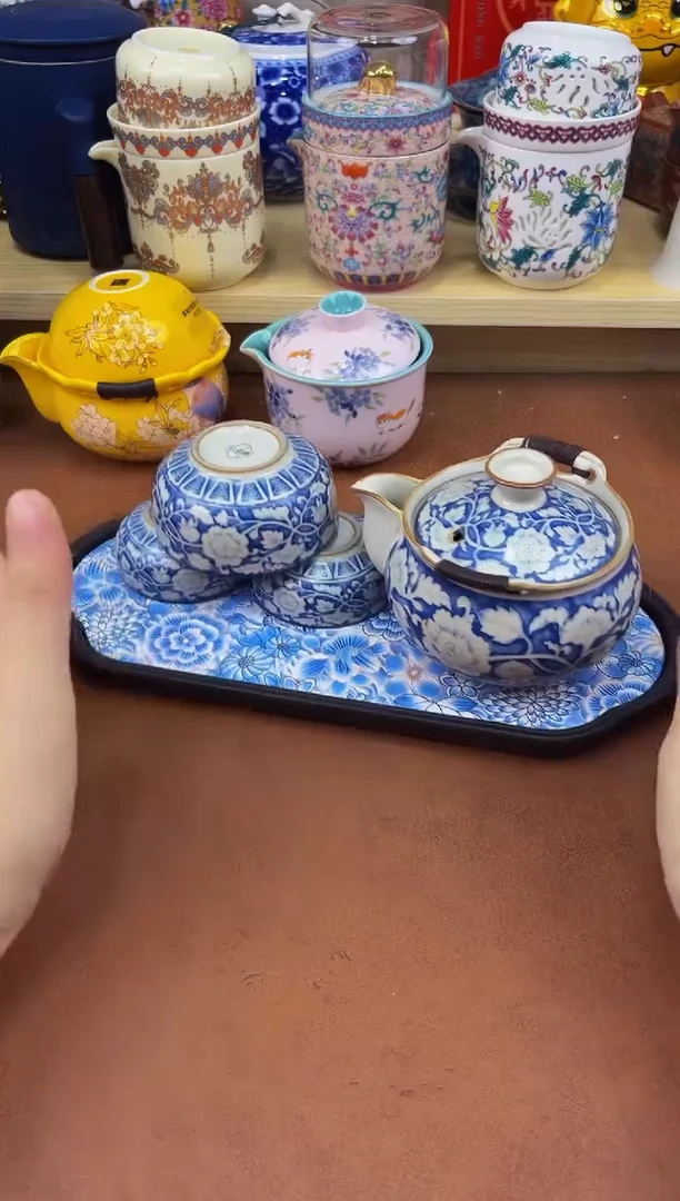 陶瓷茶具摆件旅行套组