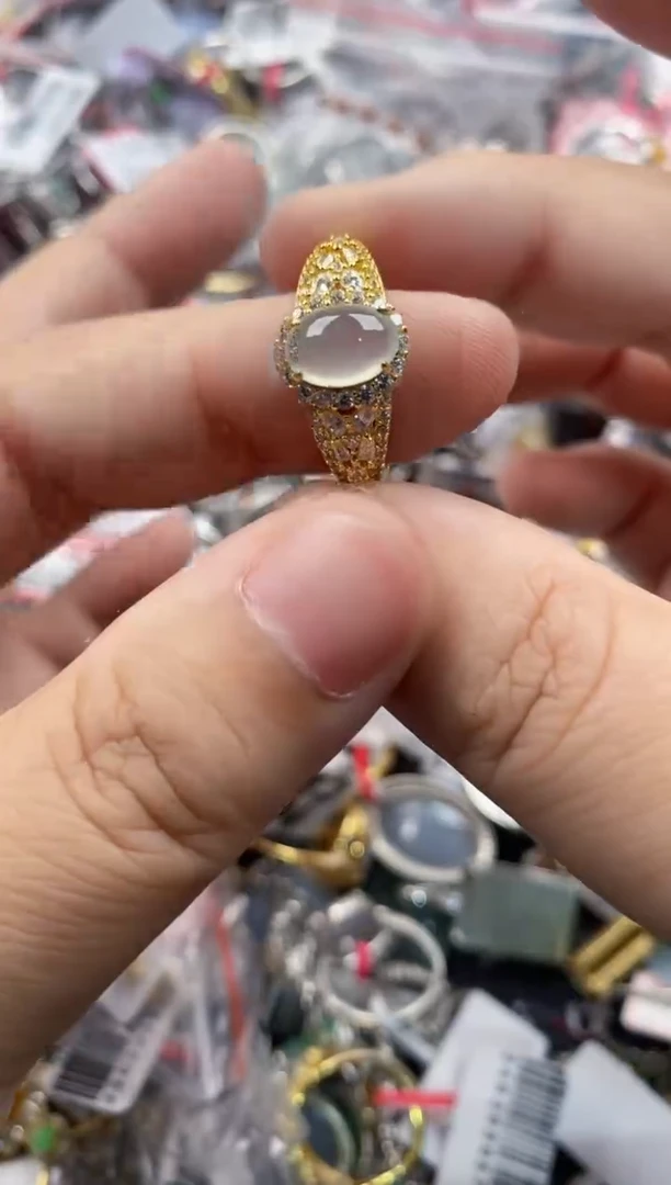 银S925镶嵌戒指翡翠222   1