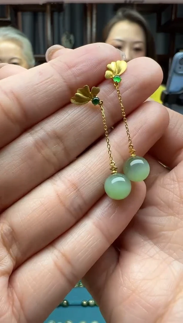 【闪购商品】和田玉颈饰18K金镶嵌耳饰