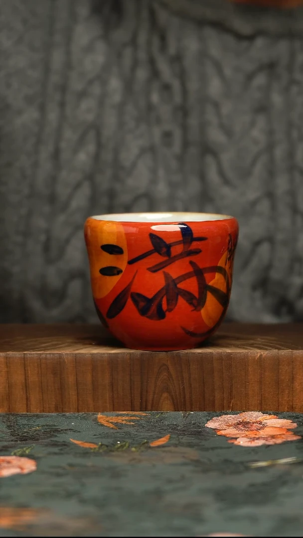杯釉下彩手工手绘同款陶器