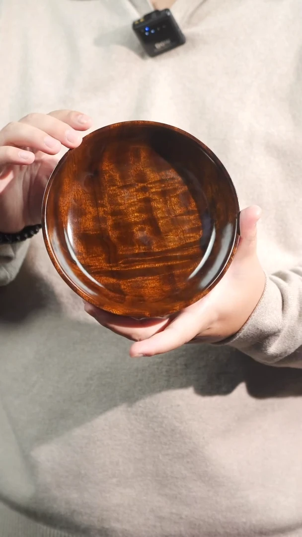 金丝楠111号阴沉满花手工大漆坚果盘17cm