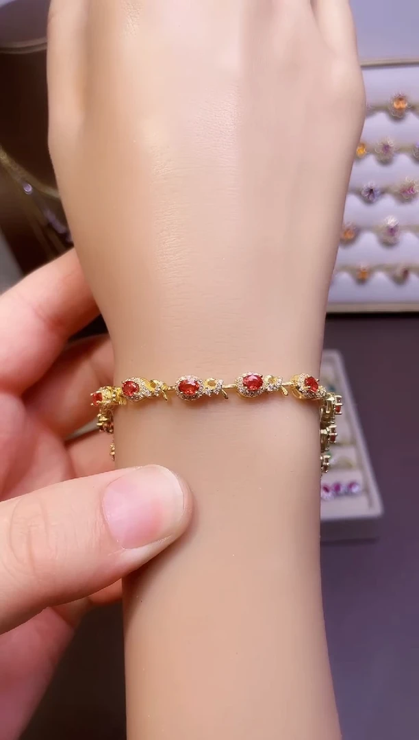 【闪购商品】蓝宝石手链银S925镶嵌一条