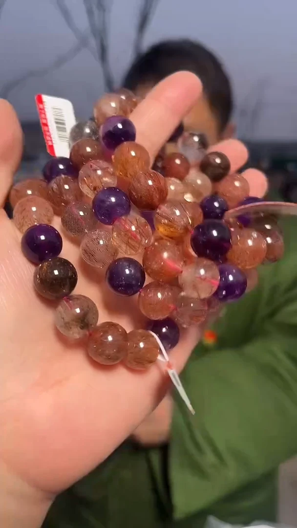 【闪购商品】水晶手链未镶嵌天然黑金彩超手串多样性发一12mm