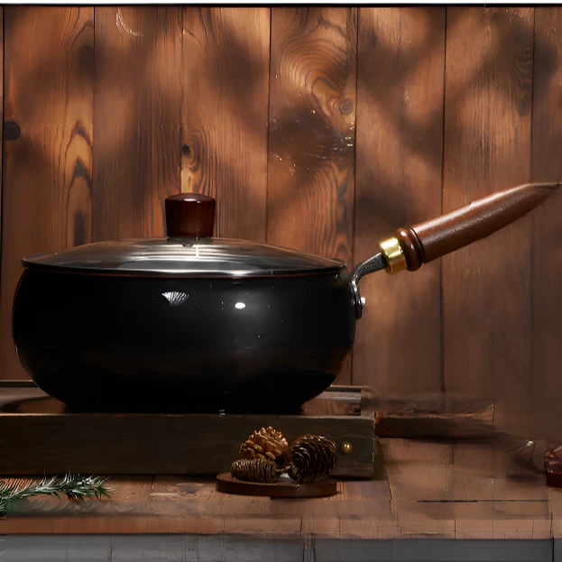 <开锅发货>古法大肚锅正宗章丘家用小铁锅不粘锅平底炒菜锅加厚