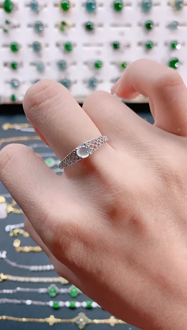 【闪购商品】翡翠戒指银S925镶嵌天然翡翠