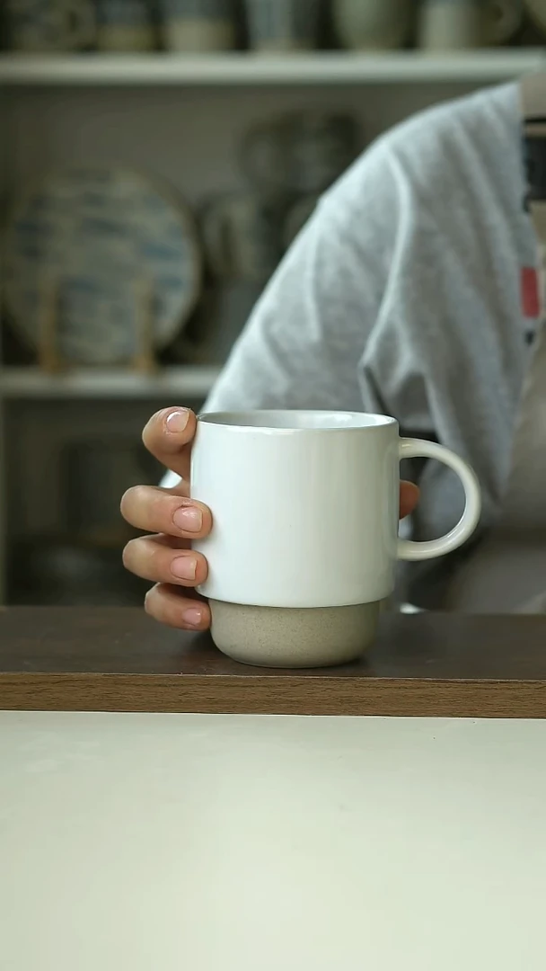 微瑕出澳洲粗陶多巴胺雪白马克杯350ml@4-2@