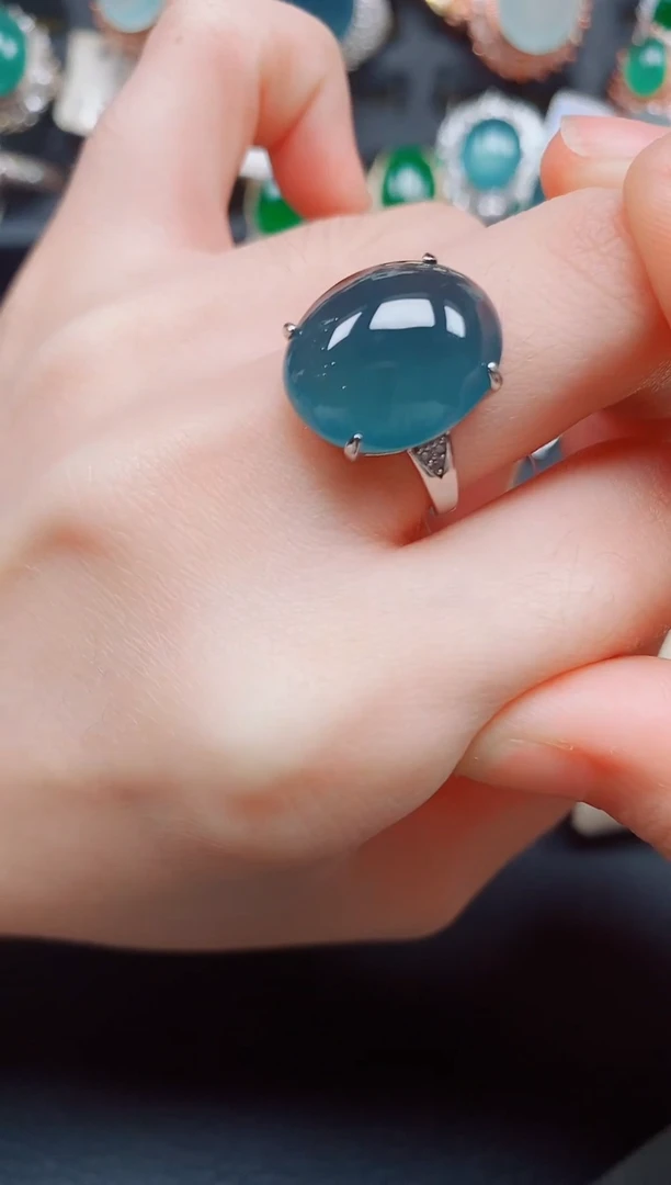 银S925镶嵌戒指翡翠翡翠