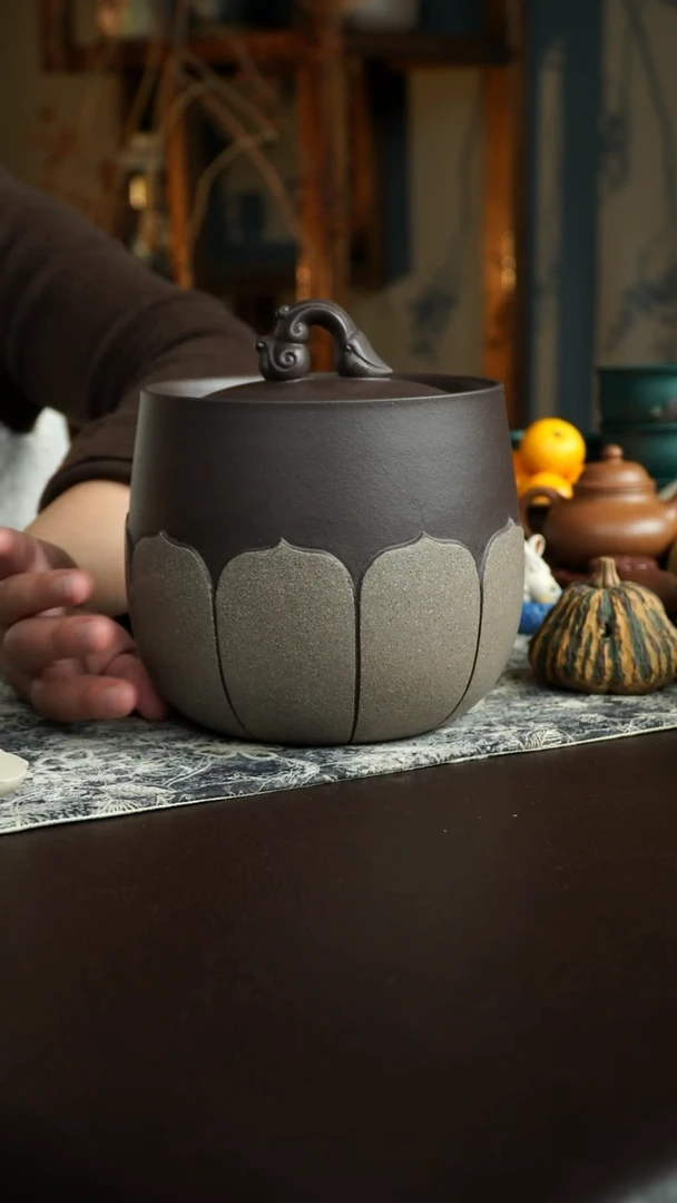 茶杯紫砂21号 特价莲花茶叶罐 宜兴紫砂原矿作品