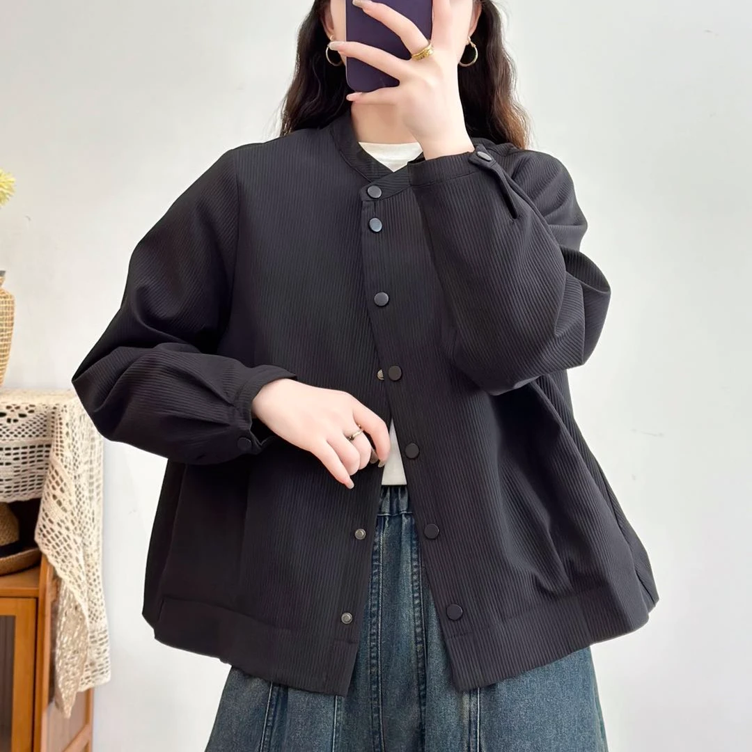 【悦兮】冬季新款长袖时尚百搭圆领宽松洋气休闲加棉女外套24146