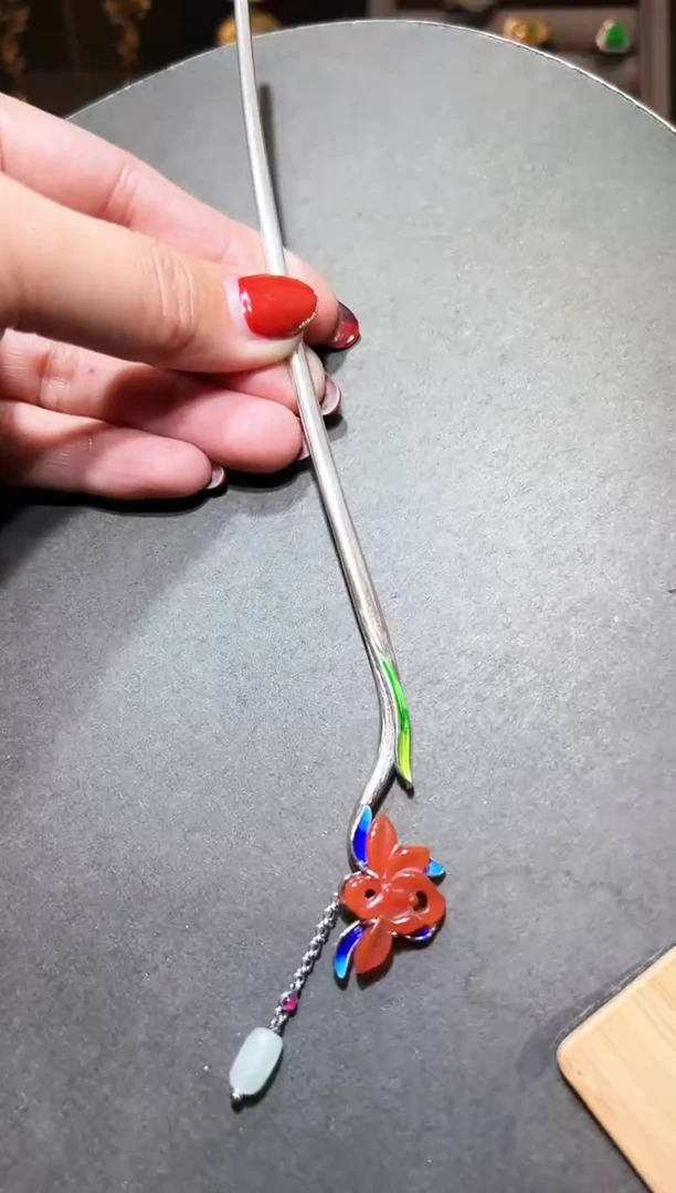 【闪购商品】玛瑙/玉髓发饰银S925镶嵌玛瑙发簪