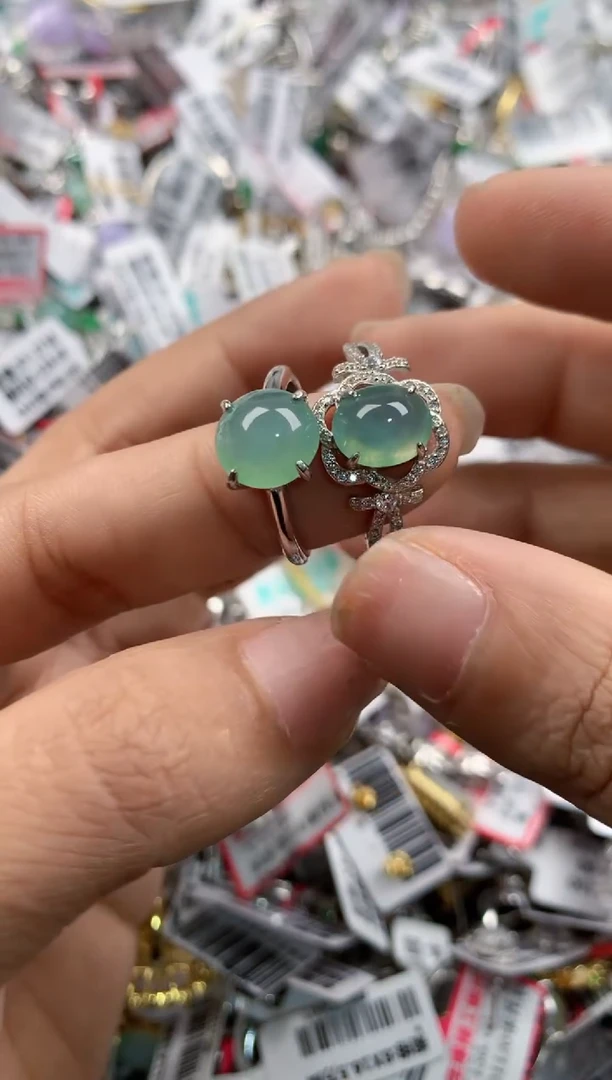 银S925镶嵌戒指翡翠999----9