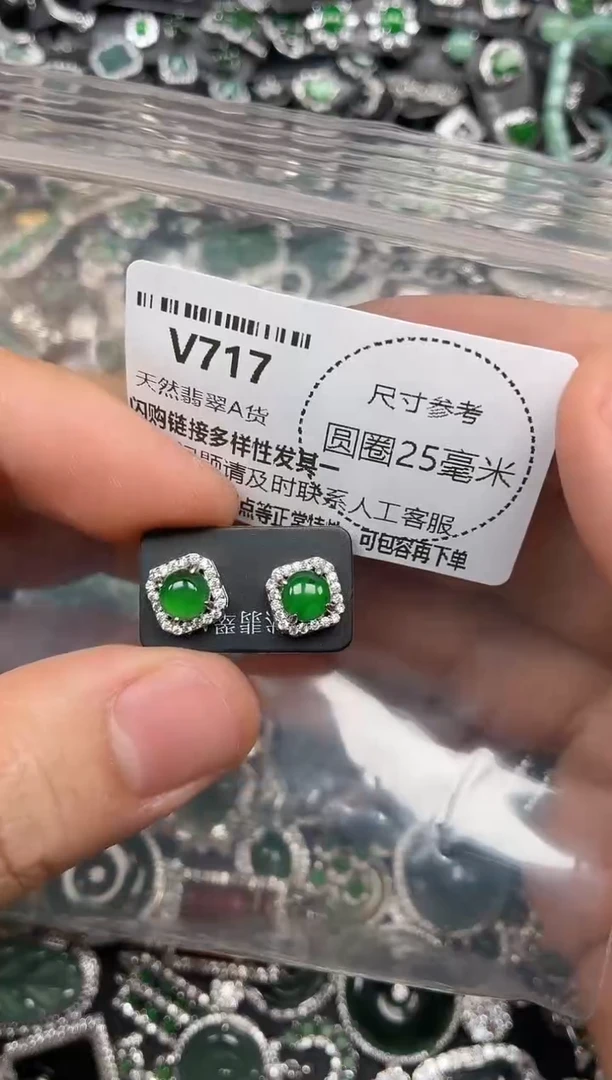 翡翠未镶嵌颈饰V717耳钉