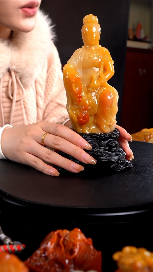 寿山石??观音摆件