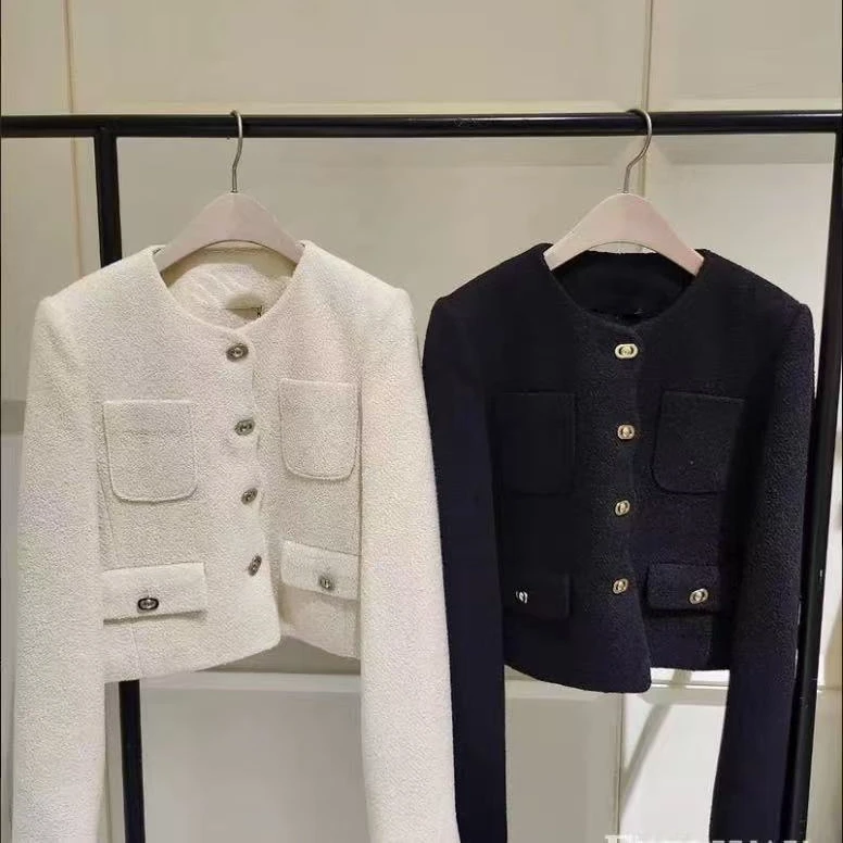 春季新款奥蔻花边门禁圆领小香风外套SS25062