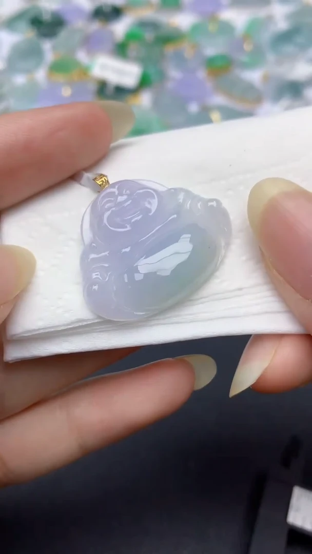 颈饰18K金镶嵌翡翠天然缅甸a货翡翠百元以上9元证书费自理