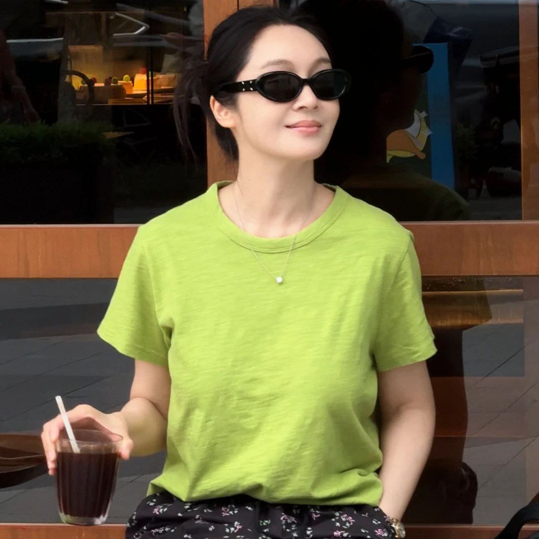 WAWA【慵懒美学】夏季休闲百搭多色短袖韩版显瘦圆领T恤25185