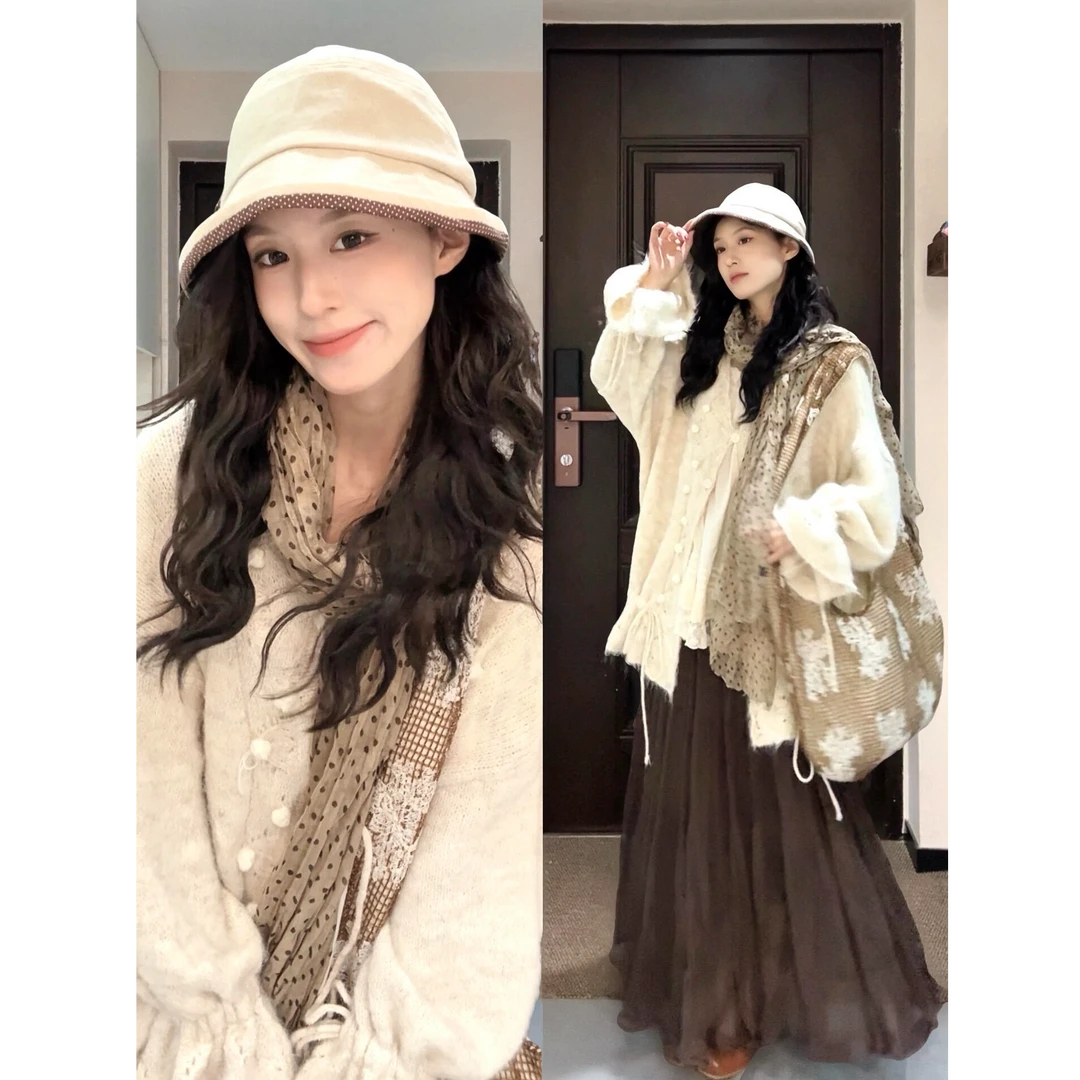 MARIE.COCO韩系高智感森系少女穿搭针织开衫吊带休闲半身裙三件套