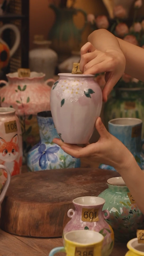 陶瓷172景德镇设计师手作花器摆件侘寂风