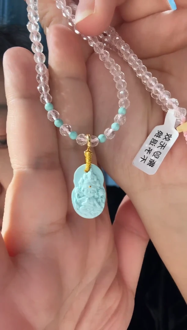 未镶嵌绿松石项链绿松石水晶项链