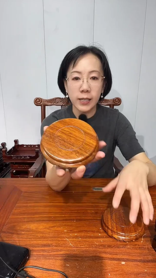 木老花圆形小盘几两个11*12*2.6
