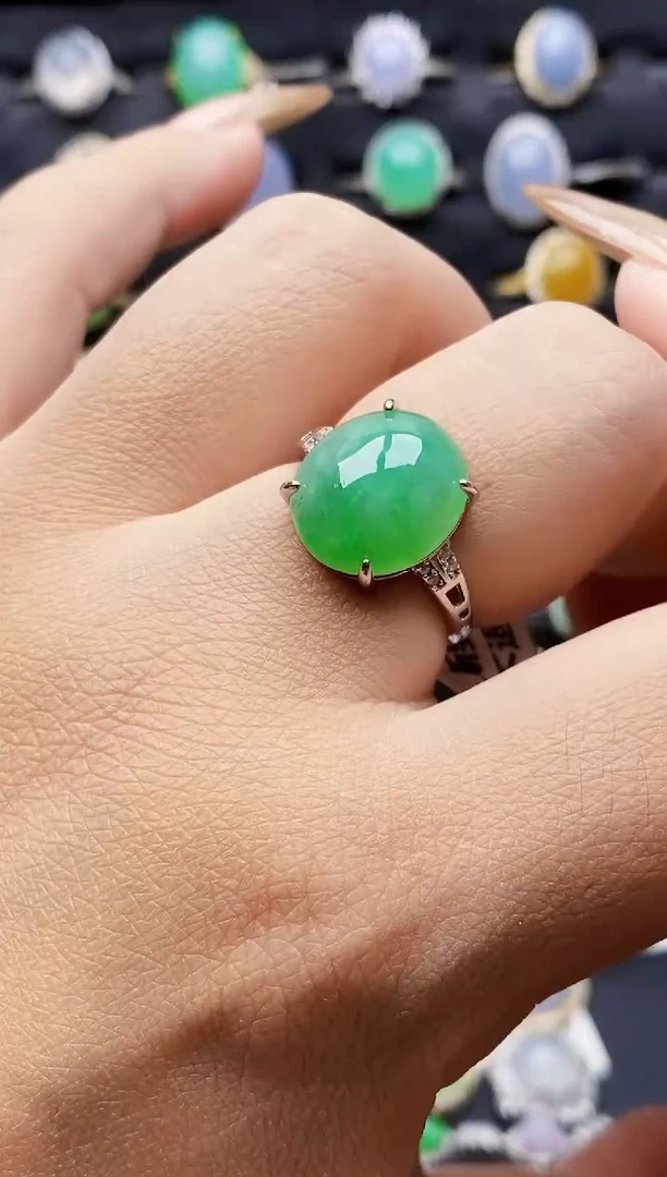 银S925镶嵌戒指翡翠7546