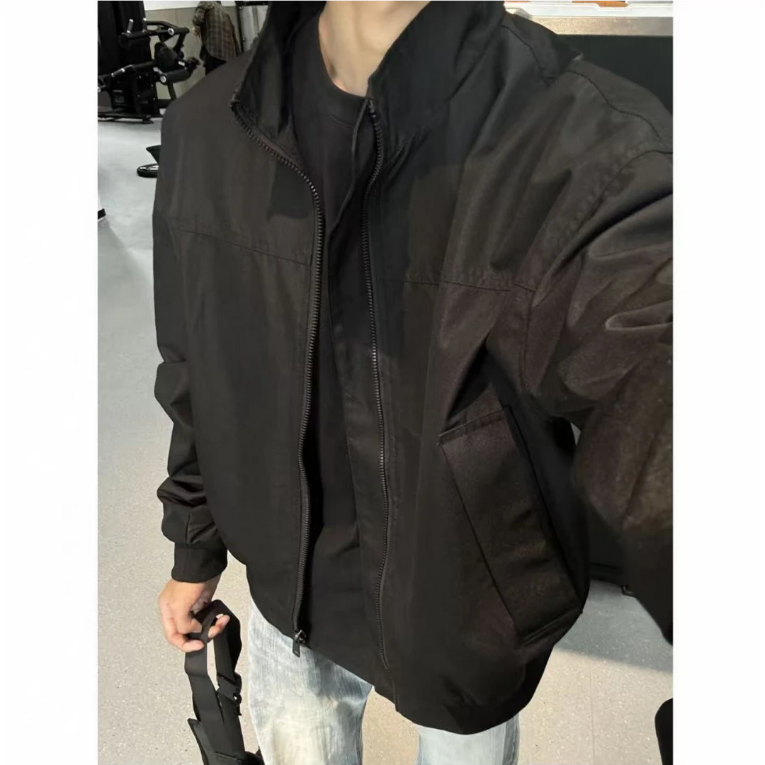 短款工装外套男秋季硬汉穿搭三防立领冲锋衣美式飞行夹克