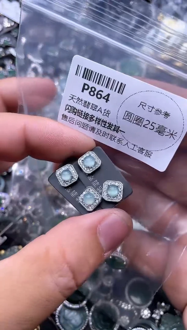 【闪购商品】翡翠颈饰未镶嵌P864耳钉 多样性发其一