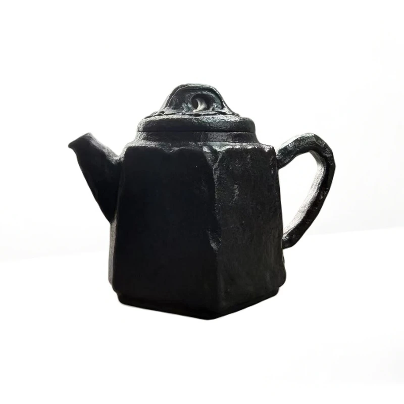 六方纹理款玄玉石壶随形手工茶器