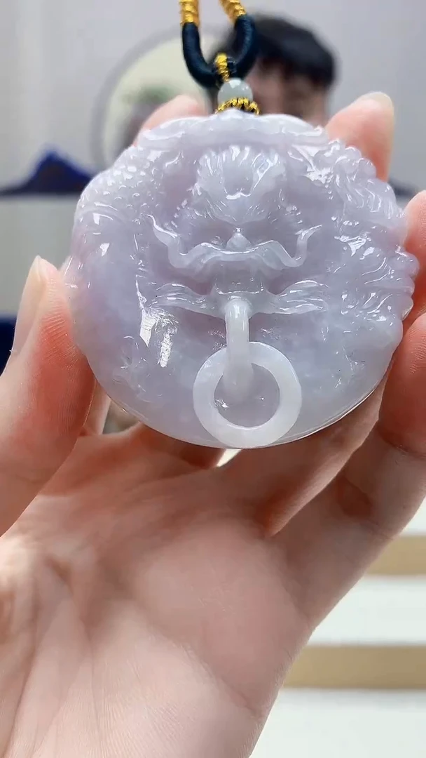 未镶嵌定制翡翠5060zm-毛货挂件龙牌42