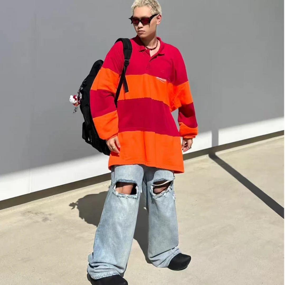 未使用 WE11 DONE XS*1/巴黎世家/橘红拼接可乐polo卫衣/18546/JP