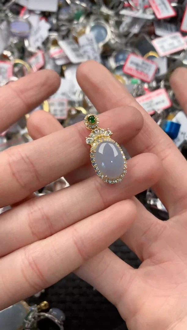 银S925镶嵌戒指翡翠666------10