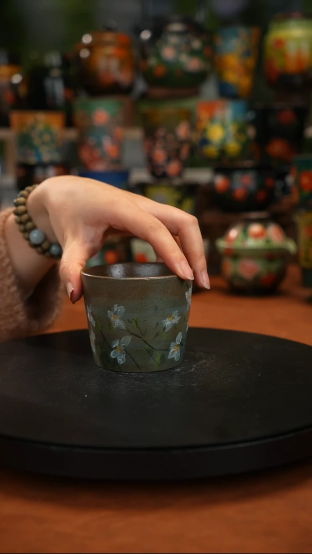 紫砂油画釉下彩手绘