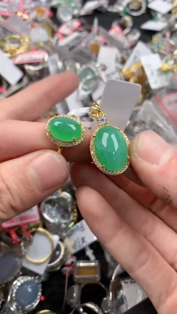 银S925镶嵌戒指翡翠10-10-10    6